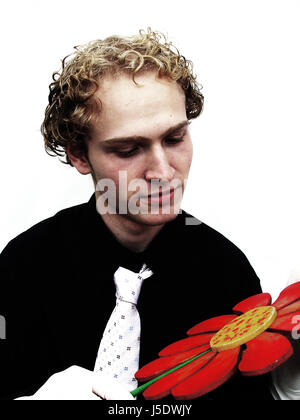 the man with the flower Stock Photo