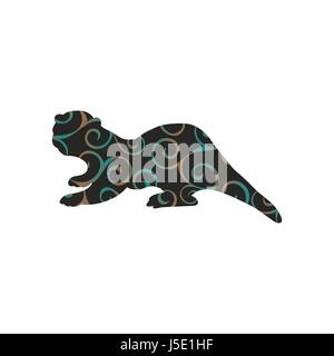 Otter mammal color silhouette animal Stock Vector