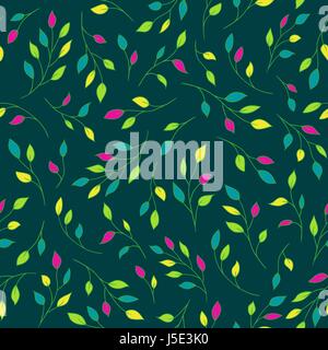Seamless vector pattern with tree branches. Elegant natural ornament in vivid bold colours. Pattern is already in swatches. Stock Vector