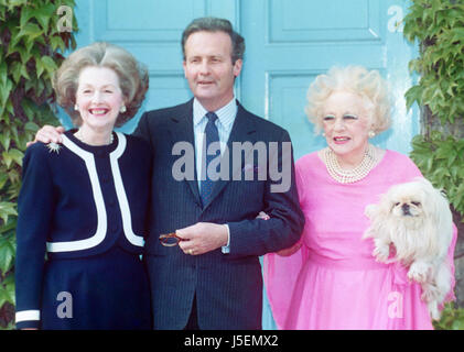 Raine Spencer and Jean-Francois De Chambrun alongside Raine's mother Barbara Cartland Stock Photo