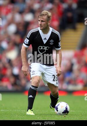 LUKE SHAW SOUTHAMPTON FC SOUTHAMPTON FC ANFIELD LIVERPOOL ENGLAND 21 September 2013 Stock Photo