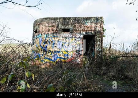 A pillbox bunker at the site of Farleigh Down Tunnel entrance to former Central Ammunition Depot Stock Photo