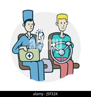 Doctor and driver in the car Stock Vector