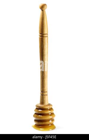 honey spoon made of olivewood isolated on white background Stock Photo