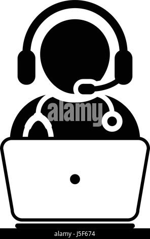Doctor Icon - Male Vector Physician Person Avatar Symbol of Online Consultation for Advice Support Service for Patient in Glyph Pictogram illustration Stock Vector