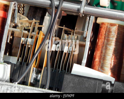Electromagnetic relays and contacts. Close-up. Stock Photo