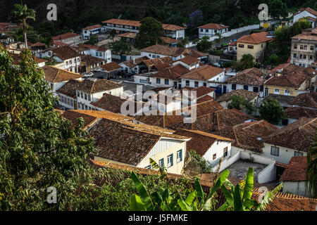High angle view of cityscape: Ouro Preto, a historic colonial city (Unesco World Heritage Sie), Minas Gerais, Brazil Stock Photo
