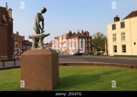 The Vulcan sculpture in the town of Woburn, Bedfordshire, England, UK Stock Photo