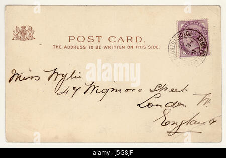 Reverse of original postcard posted from Potchefstroom, S. Africa towards the end of the Boer war, posted February 1902 Stock Photo
