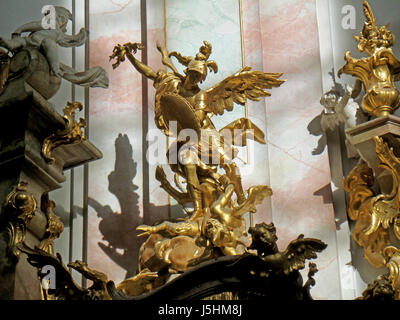 Sculpture of St. Michael in the Ettal Abbey Church, Garmisch-partenkirchen, Bavaria, Germany Stock Photo