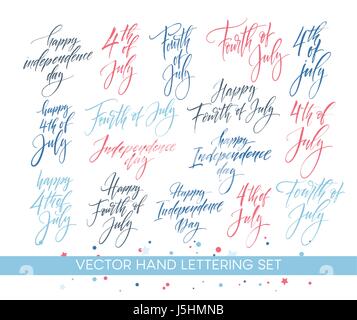 4th of July typography designs set with quotes and elements - hot dog ...