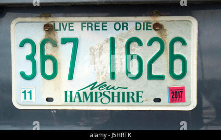 new hampshire live free or die us state license plate Stock Photo