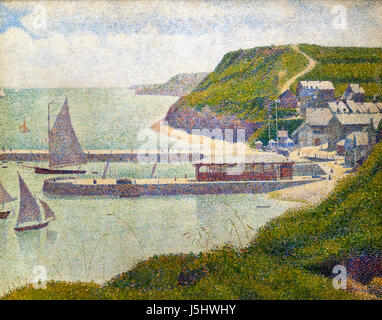 Pointillism. 'Port en Bessin' by Georges Seurat  (1859-1891), oil on canvas, c.1888 Stock Photo