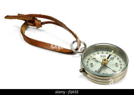 vintage portable compass isolated on white background Stock Photo