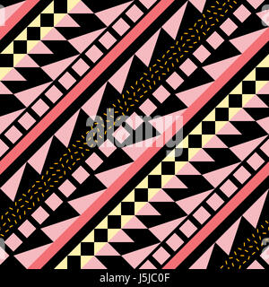 Retro color tribal seamless pattern. Fancy abstract geometric art print. Ethnic hipster ornamental lines backdrop. Stock Photo
