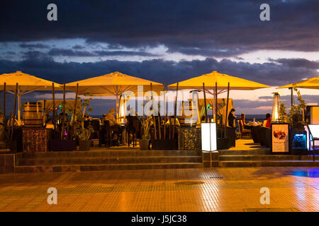 Restaurants by the beach in Fanabe, Costa Adeje, Tenerife, Spain Stock Photo