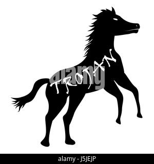 black trojan horse computer virus icon vector Stock Vector