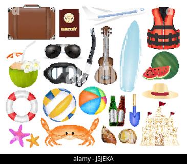 set of a real sea travel object Stock Vector
