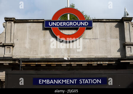 Embankment Underground Station entrance. London Underground. London, UK Stock Photo