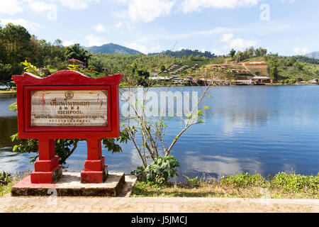 Lake in the Kuomintang Chinese village of Mae Aw or Baan Rak Thai, Mae Hong Son, Thahiland Stock Photo