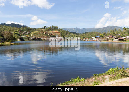 Lake in the Kuomintang Chinese village of Mae Aw or Baan Rak Thai, Mae Hong Son, Thahiland Stock Photo