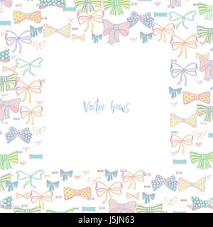 Hand drawn frame with skerchy bows Stock Vector