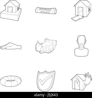 Incident icons set, outline style Stock Vector
