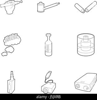 Electronic cigarette icons set, outline style Stock Vector