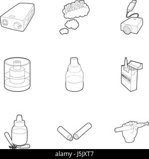 Electronic smoking cigarette icons set Stock Vector