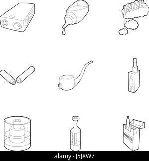 Tobacco icons set, outline style Stock Vector
