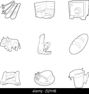 Switzerland icons set, outline style Stock Vector