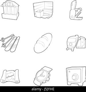 Holiday in Switzerland icons set, outline style Stock Vector