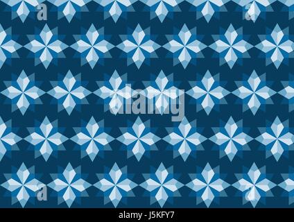 Modern rhomboid or star pattern in abstract feature on blue color. Graphic tile pattern in classic style. Stock Vector
