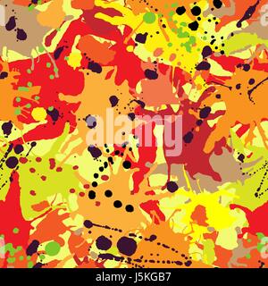 Red orange maroon artistic ink paint splashes seamless pattern vector Stock Vector