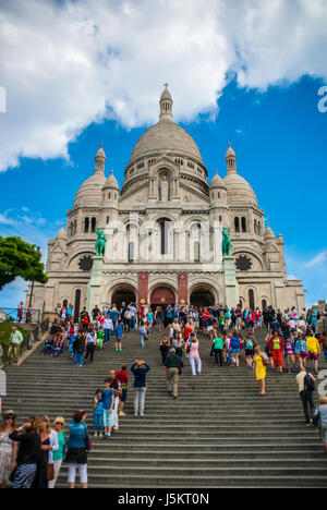 View of the hill of sacre coeur summer paris church Stock Photo