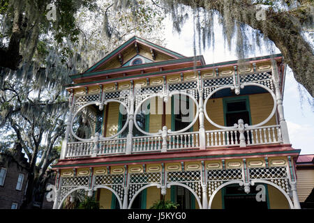 Georgia Savannah,Historic District,Victorian District,Bull Street,Gingerbread House,Asendorf House,1889,home,house home houses homes residence porch,b Stock Photo
