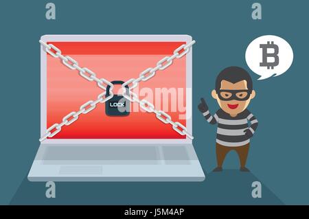 Hacker demand Bitcoin payments to restore computer systems. Illustration about Wanna Cry Ransomware Virus. Stock Vector