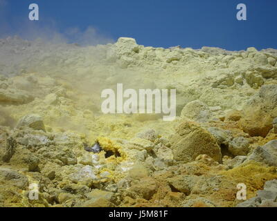 rock gas sulphur brimstone vulcan volcano italy vulcano fumarole Stock Photo