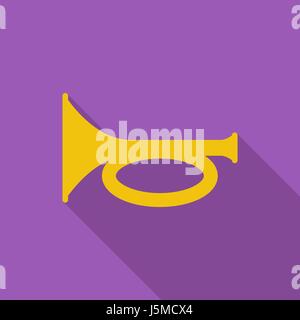 Horn icon. Flat vector related icon with long shadow for web and mobile applications. It can be used as - logo, pictogram, icon, infographic element.  Stock Vector