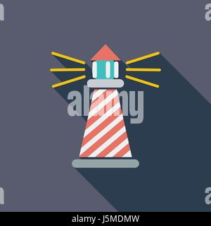 Lighthouse icon. Flat vector related icon with long shadow for web and mobile applications. It can be used as - logo, pictogram, icon, infographic ele Stock Vector