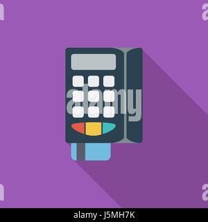 POS terminal icon. Flat vector related icon with long shadow for web and mobile applications. It can be used as - logo, pictogram, icon, infographic e Stock Vector