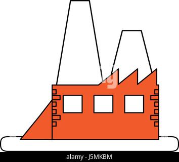 color silhouette image orange building industrial factory Stock Vector