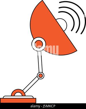 color silhouette image satellite antenna communication element Stock Vector