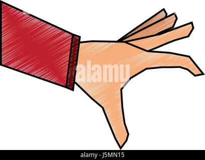 color pencil cartoon hand about to catch something Stock Vector