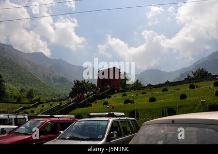 Srinagar's Beautiful Mughal Gardens, Nishat Bagh, Mughal Gardens Built In 1632 AD. Mughal gardens on banks Dal Lake. (Copyright © by Saji Maramon) Stock Photo