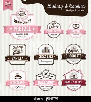Set of sweet bakery and bread labels design for sweets shop, bakery ...