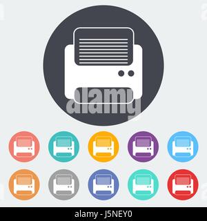 Printer. Single flat icon on the circle. Vector illustration. Stock Vector