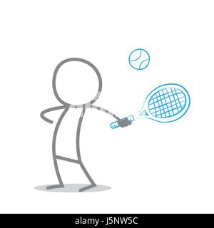 Doodle Tennis Player Illustration Stock Vector