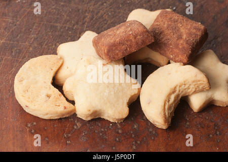 Pastry assort collection on a timber board, close up Stock Photo