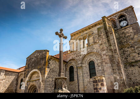 Mozac. Saint-Pierre Abbey Church . Puy de Dome department. Auvergne-Rhone-Alpes. France Stock Photo